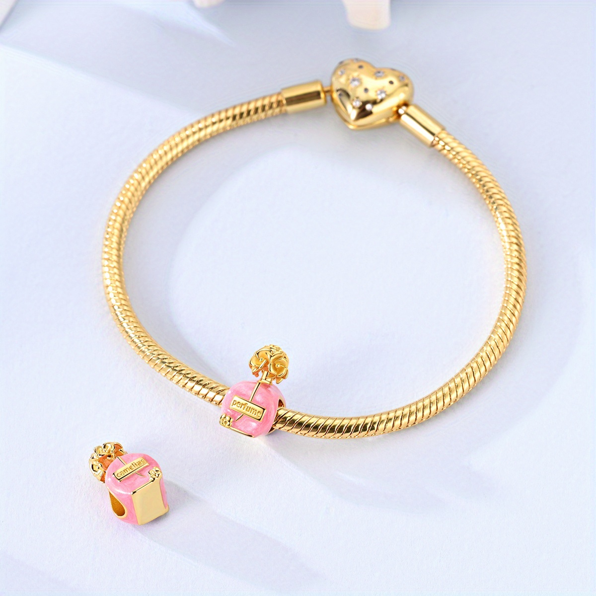 Golden Camellia Perfume Charm, Stylish Copper and Silver-Plated